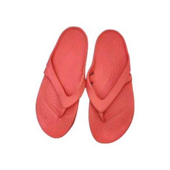 Crocs kadee II Women's Size 8 Coral Orange thong flip flop slides Slip Ons - Picture 1 of 15